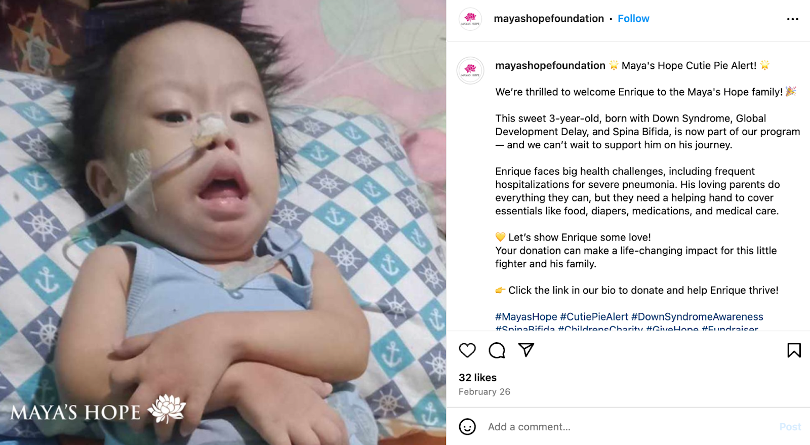 Maya's hope instagram post